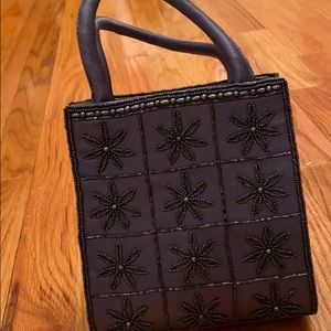 Clutch grey beaded purse comes straps